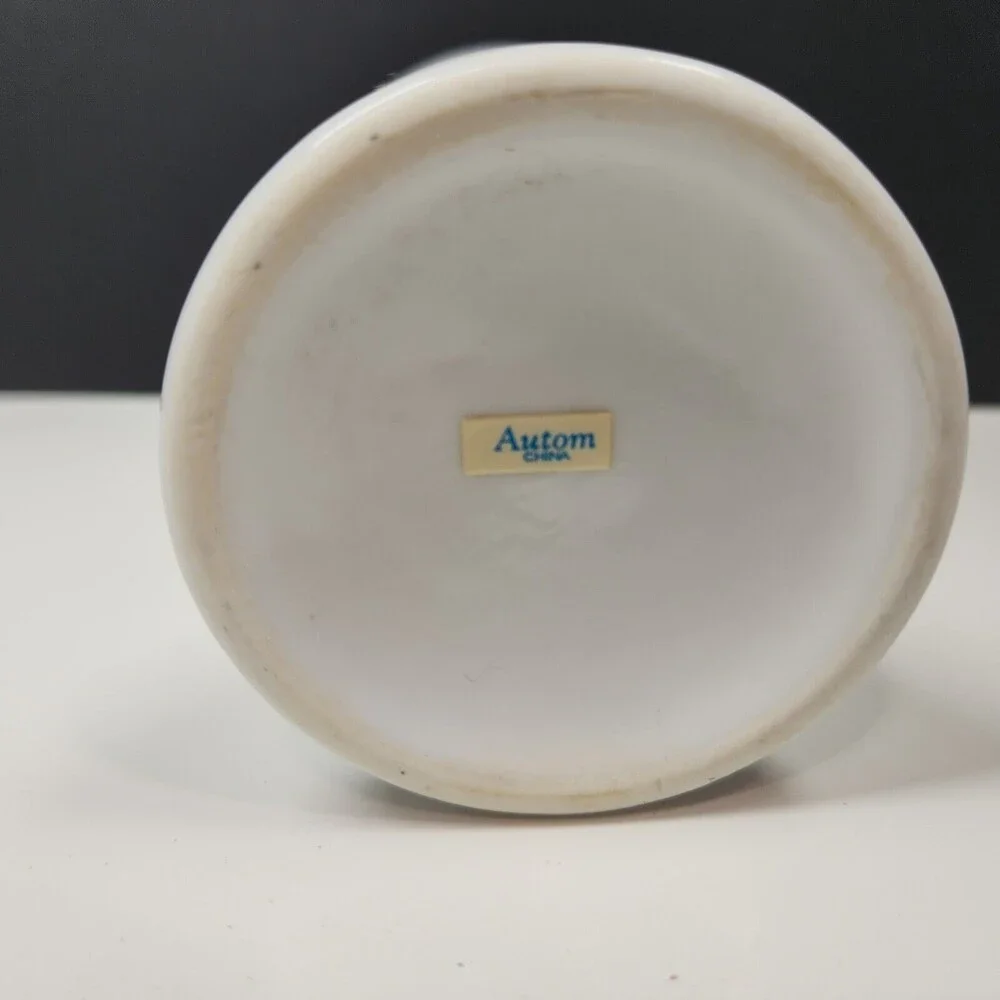 Autom Church Goblet Chalice 6 inch Ceramic White Gold Cross Blessing Cup